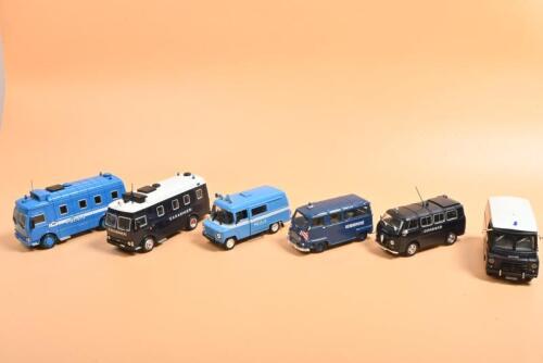 POLICE VANS/TRUCKS: A collection of six international Police vans and trucks. 1970 ALFA ROMEO F12 van in 'CARABINIERI' livery & Renault Estafette in 'GENDARMERIE' dark blue livery