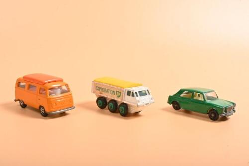 MATCHBOX: Three Matchbox Regular Wheel and Superfast models. Volkswagen Camper, Alvis Stalwart & M.G 1100