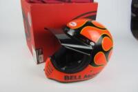 BELL MOTO 3 : A hand painted Bell Moto 3 Orange Classic Motorcycle helmet.