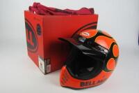 BELL MOTO 3 : A hand painted Bell Moto 3 Orange Classic Motorcycle helmet. - 3