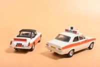 ENGLISH POLICE CARS: A collection of English Police cars. TRIUMPH 2.5 PI in West Mercia Constabulary livery (VA08201) & Ford Escort Mk I in POLICE livery - 3