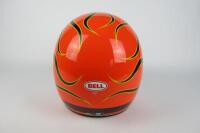 BELL MOTO 3 : A hand painted Bell Moto 3 Orange Classic Motorcycle helmet. - 5