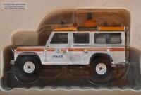 LAND ROVER: Two Limited Edition 1:43 scale CORGI 'nine DOUBLE nine' Land Rover models. Land Rover 110 Station Wagon Thames Valley Police (CC07702) & Land Rover 110 Traffic Unit METROPOLITAN POLICE (HEATHROW AIRPORT) (CC07709) - 3
