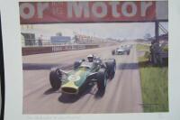 LOTUS: A limited edition print of Roy Nockolds titled &lsquo;Jim Clark Lotus 49 Silverstone 1967&rsquo;