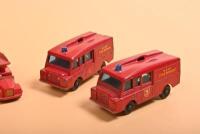 MATCHBOX: A group of Matchbox Regular Wheel models. Two No.9 MARQUIS SERIES III FIRE ENGINE & two No.57 Land Rover Fire Trucks - 2
