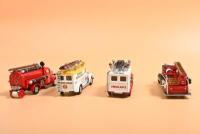 MODELS OF YESTERYEAR: Four Matchbox of Models of Yesteryear fire, ambulance and rescue models. YFE-04 1939 BEDFORD WATER TANKER (1994) & YFE10/SA 1937 GMC VAN (1993) in 'CESSNOCK RESCUE SQUAD' livery - 4