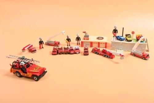 FIRE: A collection of small scale 'MICRO MODELS' plastic fire emergency vehicles and accessories