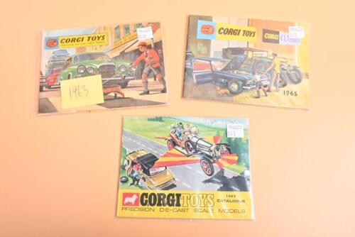 CORGI TOYS: Three 1960's CORGI TOYS catalogues from 1963, 1965 and 1969. Excellent