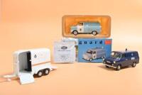 FORD TRANSIT: Three 1:43 scale Lledo Vanguards scale models. FORD TRANSIT MKI VAN in 'LANCASHIRE CONSTABULARY SECTION VAN' livery (VA06610), numbered '3724'/4,100 & Horse Trailer