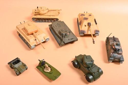 MILITARY: An interesting collection of military vehicles. 1970's solido tanks