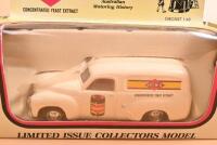 HOLDEN: Three 1:43 scale Holden FJ Panel vans. TRAX 'FJ HOLDEN VAN "VEGEMITE" & Matchbox Models of Yesteryear FJ Vans in Ambulance liveries - 3