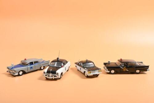 AMERICAN POLICE CARS: Four 1:43 American Police cars by various model manufacturers. 1950's Ford & Corvair models