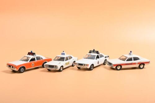 FORD: Four 1:43 scale Vanguards Ford English Police GRANADA/CONSUL and CORTINA MkIII models