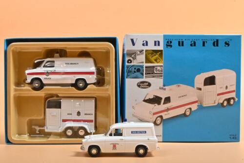 DOG BRANCH: Three 1:43 scale Lledo Vanguards Limited Edition models. Ford Transit Mk1 Van and Boxed Trailer set in 'Strathclyde Police Dog Branch' livery (VA06615) numbered '0863' of 2,800 distributed