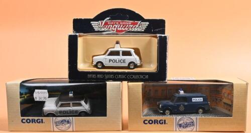 MINI: Three boxed CORGI and Vanguards Mini Police cars and vans. CORGI MINI COOPER LIVERPOOL (98141)