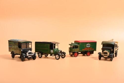 DELIVERY/LORRY VANS: Four 1:43 scale vintage delivery vans and lorries. Matchbox Models of Yesteryear YGB803 1919 Atkinson Steam delivery truck in 'THE SWAN BREWERY Co Ltd' livery & CORGI 'THE SWAN BREWERY Co.Ltd.' delivery lorry