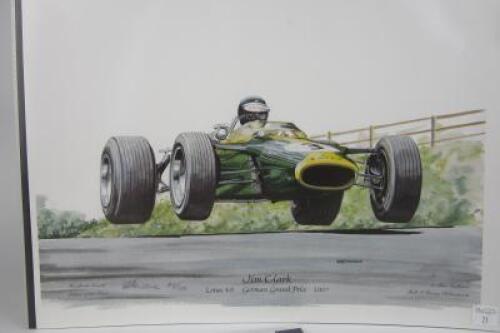 LOTUS: A limited edition print and others featuring Clark and his Lotus 49