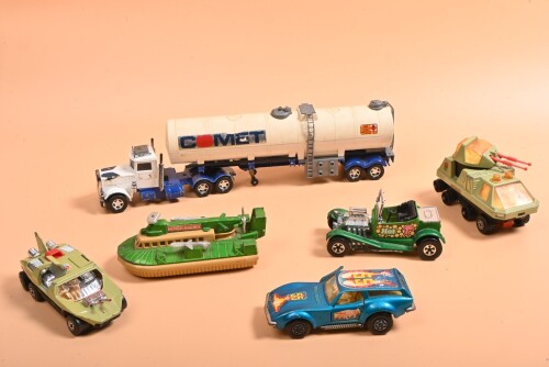 MATCHBOX: An assortment of Matchbox product line models. Adventure 2000, Battle Kings, Speed Kings models. K-103 TANKER in 'COMET' livery