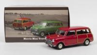 MORRIS MINI TRAVELLER: A KYOSHO 1:18 scale Morris Mini Traveller in red (No.08195R). Wood inserts