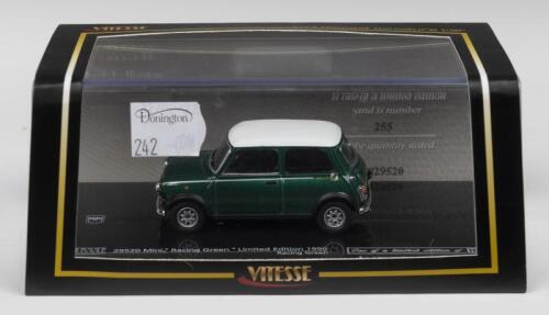 MINI: A Limited Edition VITESSE 1:43 scale Mini "Racing Green" (29520). Limited Edition of 1090, numbered '255'