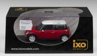 MINI COOPER: A ixo MODELS 1:43 scale MINI COOPER 2001 (MOC004). Red, white roof
