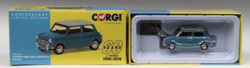AUSTIN MINI: An Anniversary Limited Edition CORGI 1:43 scale Austin Mini Mk 1 COOPER S (VA02538). Surf Blue body. Limited Edition of 5000, numbered '1734'