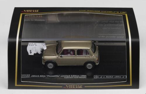 MINI: A Limited Edition VITESSE 1:43 scale Mini "Piccadilly" Limited Edition 1986 (29515). Limited Edition of 1080, numbered '1012'