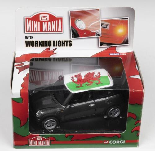 BMW MINI COOPER: A Limited Edition CORGI 'MINI MANIA' 1:36 scale BMW Mini Cooper S in 'Welsh Dragon' livery (CC86524)