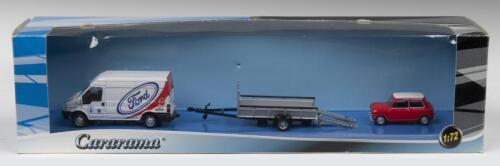 MINI: A Cararama 1:72 scale Mini set (SERIES NO: 782). Set with Ford, Trailer & Mini