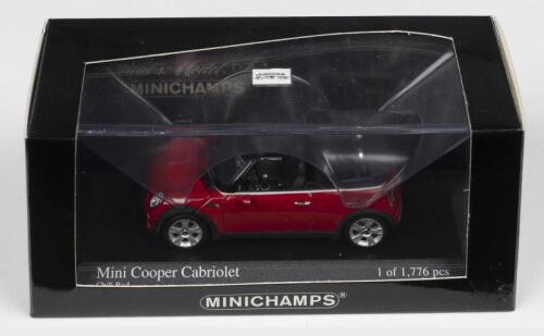 MINI COOPER: A Limited Edition MINICHAMPS 1:43 scale 2004 Mini Cooper Cabriolet. Chili Red. Limited Edition of 1,776 Pieces