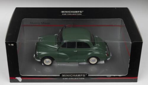 MORRIS MINOR: A MINICHAMPS 1:18 scale 'MORRIS MINOR' in green