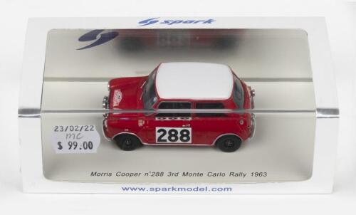MORRIS COOPER: A spark 1:43 scale Morris Cooper (S1187). As raced to 3rd in 1963 Monte Carlo Rally by R. Aaltonen/T.Ambrose