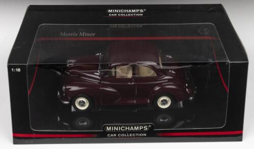 MORRIS MINOR: A MINICHAMPS 1:18 scale 'MORRIS MINOR' in maroon
