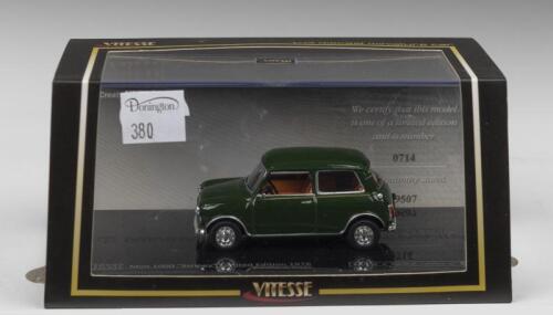 MINI: A Limited Edition VITESSE 1:43 scale 1976 Mini 1000 "Stripey" (29507) in Brooklands Green. Limited Edition of 1080, numbered '0714'