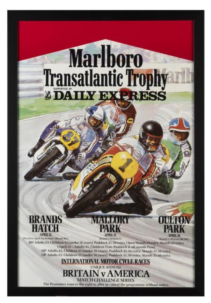 Transatlantic Motorcycle Races TRANSATLANTIC TROPHY: An original circa 1970s 'Marlboro Transatlantic ...