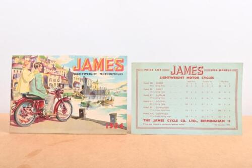 JAMES: A original 1954 James Motorcycles full colour brochure featuring the Comet, Cadet, Captain, Colonel, Commando and Cotswold models