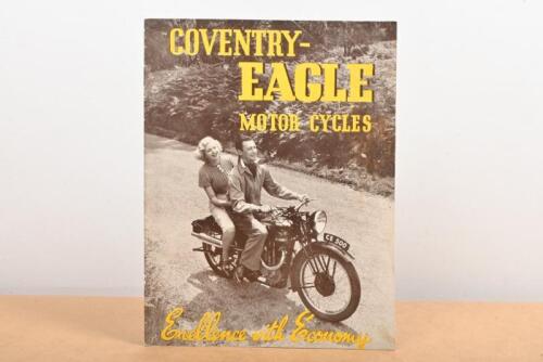 COVENTRY EAGLE: A original Coventry Eagle colour 1938 sales brochure, featuring the 1938 model range along with specifications, and pricing