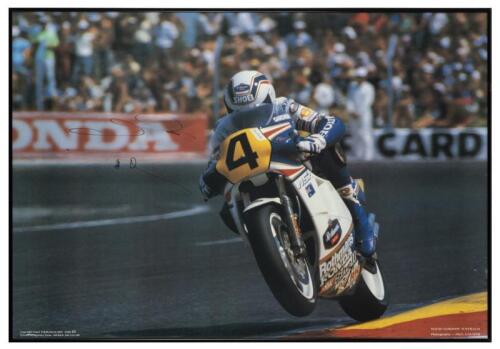 WAYNE GARDNER: A large and impressive autographed framed and glazed colour print of Wayne Gardner on #4 Rothman's Honda. Wayne Gardner signature