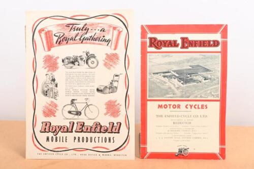 ROYAL ENFIELD : Two original items related to Royal Enfield , one being a colour double sided fold out Royal Enfield brochure, the other a single page cutout advert for Royal Enfield 'Mobile Productions'