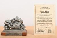 STEVE HISLOP NORTON: A impressive hand made pewter sculpture of Steve Hislop's Norton racing motorcycle from the 1992 Senior T.T Winner, crafted in Europe by Glen English Classic Arts, numbered 128/500 with COA