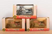 TONKA MODELS: Three boxed Tonka Polistil 1:24 scale motorcycle models, including Suzuki, Triumph, and MV