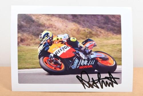 VALENTINO ROSSI: A colour picture of Valentino Rossi on Repsol Honda #46. Autographed by Valentino Rossi