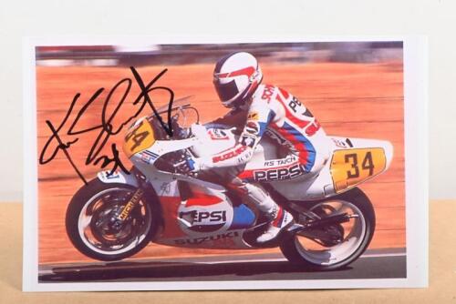 KEVIN SCHWANTZ: A colour picture of Kevin Schwantz on Pepsi- Suzuki #34. Autographed by Kevin Schwantz