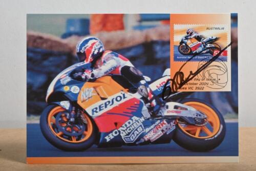 MICK DOOHAN: A postcard featuring Mick Doohan on Repsol #1 Honda. Autographed by Mick Doohan