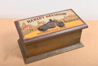 HARLEY DAVIDSON: A Harley Davidson motorcycle club wooden hinged box
