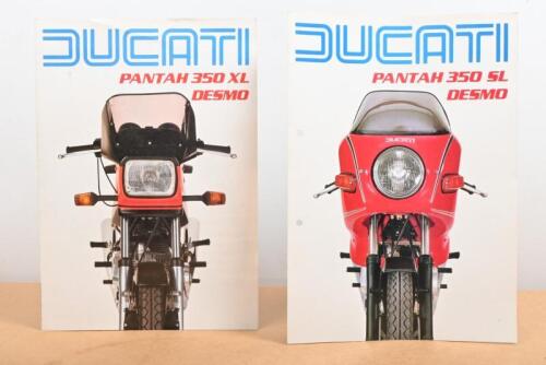 DUCATI: Two original full colour fold out Ducati brochures, one for the Pantha 350 SL Desmo, the other for the Pantha 350 XL Desmo