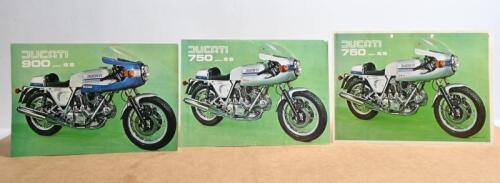 DUCATI: Three colour single sheet Ducati adverts, including two 750 Desmo SS adverts, one being double side, and one Ducati 900 SS advert, double sided