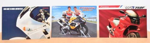 HONDA: A group of three various Honda brochures/catalogues including a large fold out 1986 Honda model range catalogue, a VFR 750F brochure and a single advert sheet for the CBR900R Fireblade