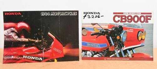 HONDA: Two colour Honda catalogues including a 1984 large fold out double sided model range catalogue and a Honda CB900F brochure