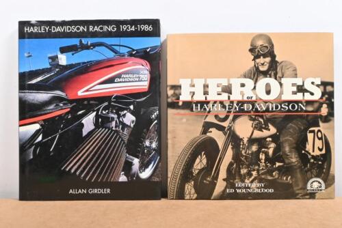 HARLEY DAVIDSON: Two hardcover books related to Harley Davidson including 'Harley Davidson Racing 1934-1986' by Allan Girdler, and 'Heroes of Harley Davidson' by Ed Youngblood